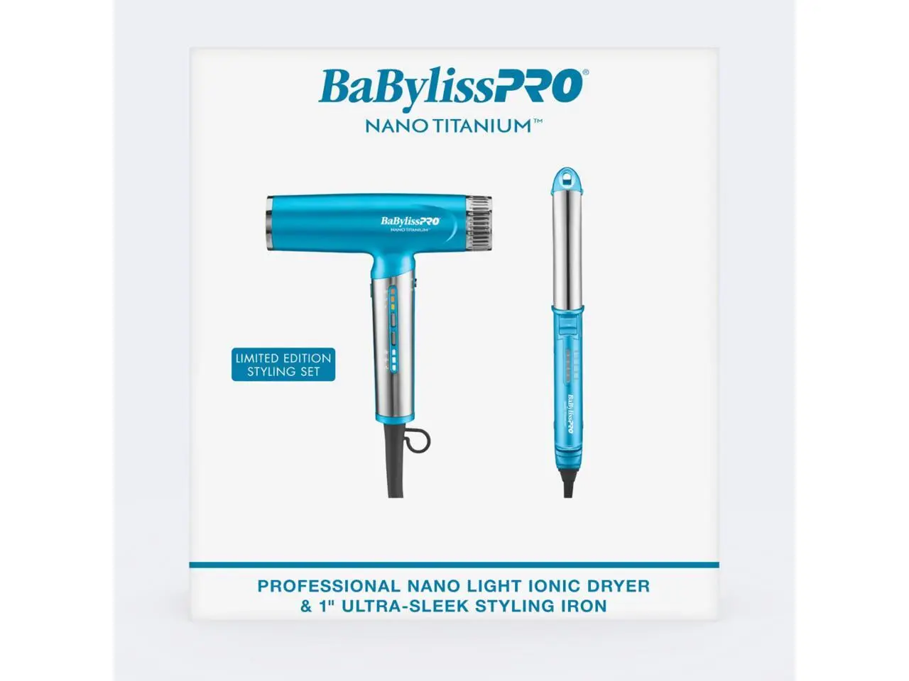 BaBylissPRO Nano Titanium™ Nano Light Ionic Dryer & 1" Ultra-Sleek Styling Iron Prepack, BNTPP94