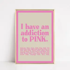 Pink Wall Art Poster No Frame| Girly Wall Art | Trendy Retro Wall Art | Pink Preppy Wall Art | Pink Room Decor | Funny Art | Kikiandnim | Digital Print