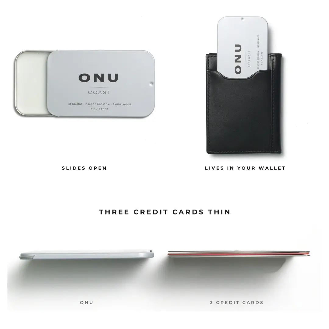 ONU Solid Balm Cologne for Men - Credit-Card Size, Lives in Your Wallet, Alcohol-Free, Long-Lasting Travel Fragrance