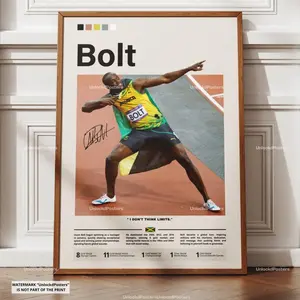 Usain Bolt Poster, Usain Bolt Decor, Bolt Print, Track And Field Poster, Sprinter Wall Decor, Bolt Fan Gift, Athlete Sport Print, Run