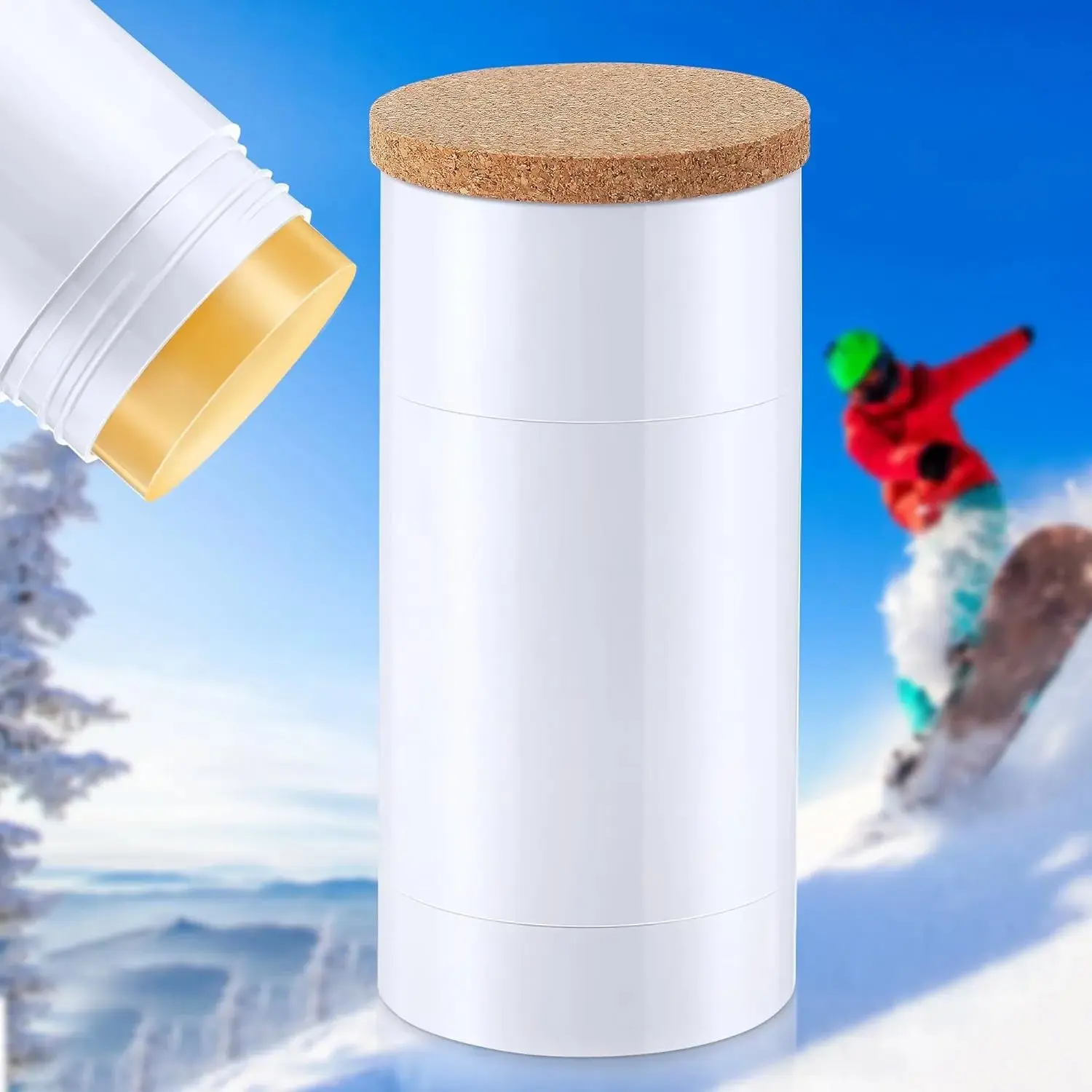 75g Rub on Wax for Ski/Snowboard/Nordic/Cross Country with Easy Cork Applicator, Ski and Snowboard Wax for Most Temperature, Universal
