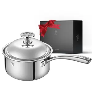 3-Quart Stainless Steel Pot with Lid, 5-Ply Clad Base for Even Heating & Fast Boiling, Premium Stainless Steel Saucepan for Induction, Gas, Electric Stoves & Oven Use