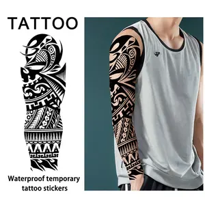 Dark Full Sleeve Waterproof Temporary Tattoo Sticker, Long-Lasting Realistic Fake Tattoo, Non-Reflective Arm Tattoos for Men and Women