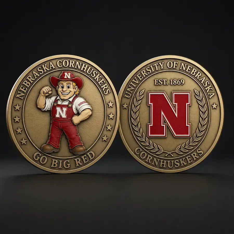Nebraska Cornhuskers challenge coin University of Nebraska Go Big Red Est 1869 Cornhuskers college football fan collectible coin gear
