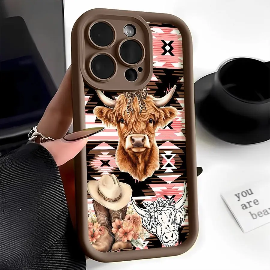 Featuring a Highland Cow with Western Boots Case for iPhone 17 Pro Max 16  16e 15