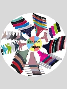 18pcs Pack Cotton Lace Low Rise Printed Solid Multi Variety Sexy Comfortable Tanga Thongs for Women Randomly Assorted