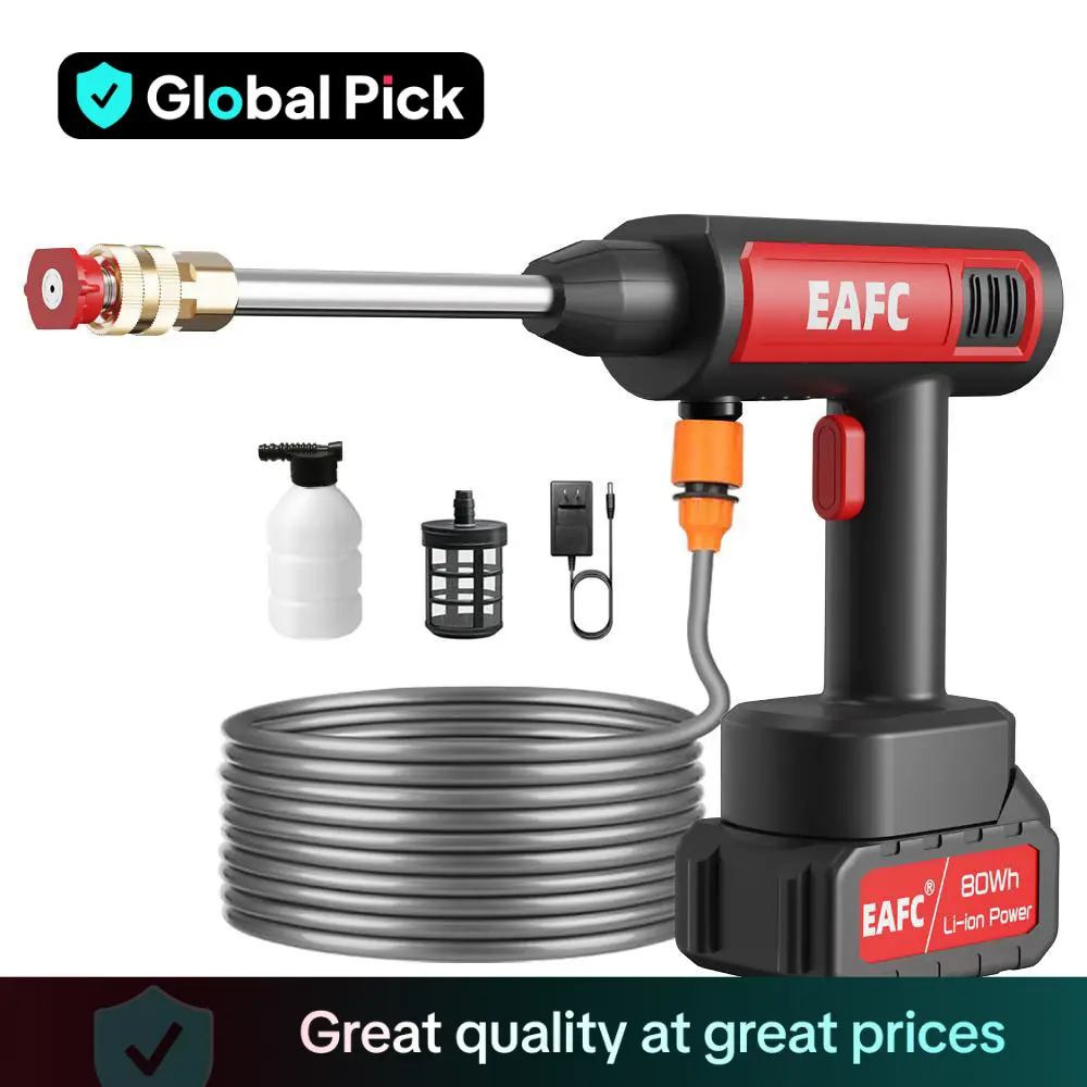 Portable Wireless High Pressure Car Wash Water-Gun, 1 Set Rechargeable Cordless Car Wash Tool with Accessories, Multifunctional Car Washing Tool