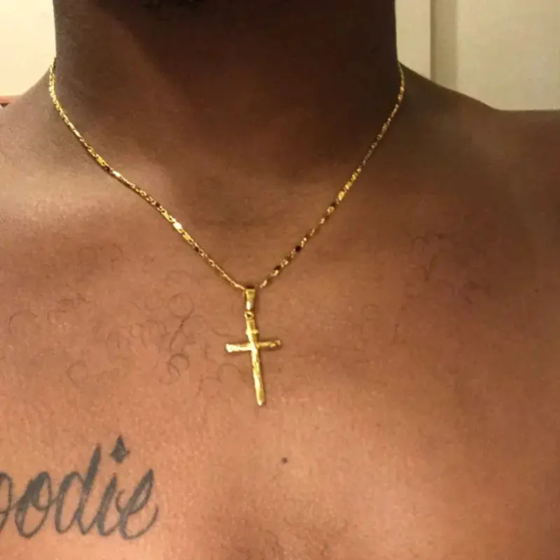 New 24K Gold Necklace Cross Pendant Gold Plated Necklace Men's & Women's Jewelry Gift 45CM/50CM Simple Cross Fast & Furious Necklace neck  alace