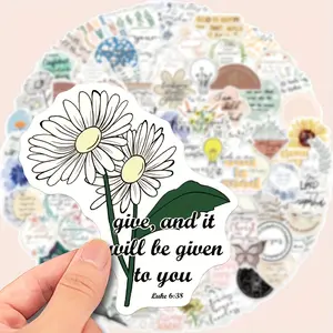 100 Reusable Bible Verse Stickers, Matte Vinyl Crystal Decorations, Irregular Shapes for Laptops Water Bottles Cars Scrapbooks Christian Faith Inspiration Wall Decals, Sticker Islamic