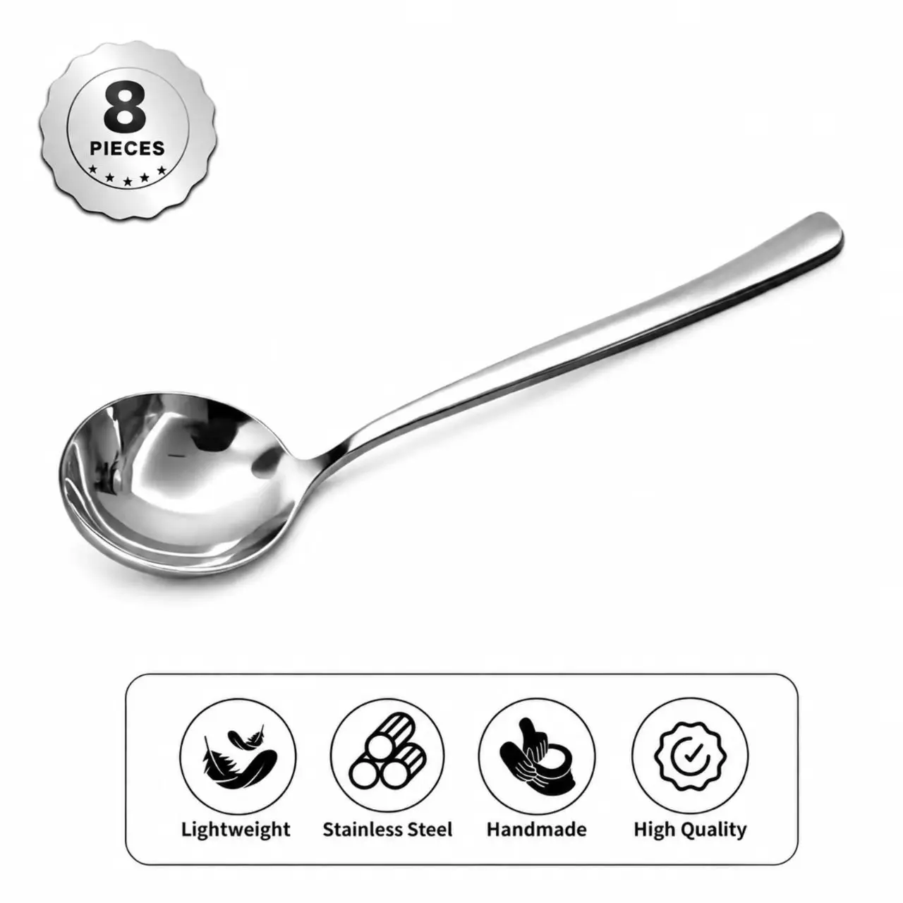 【AREL】4/8 PCs Stainless Steel Soup Spoon Set,home essentials 【AREL】4/8 PCs Stainless Steel Soup Spoon Set,home essentials