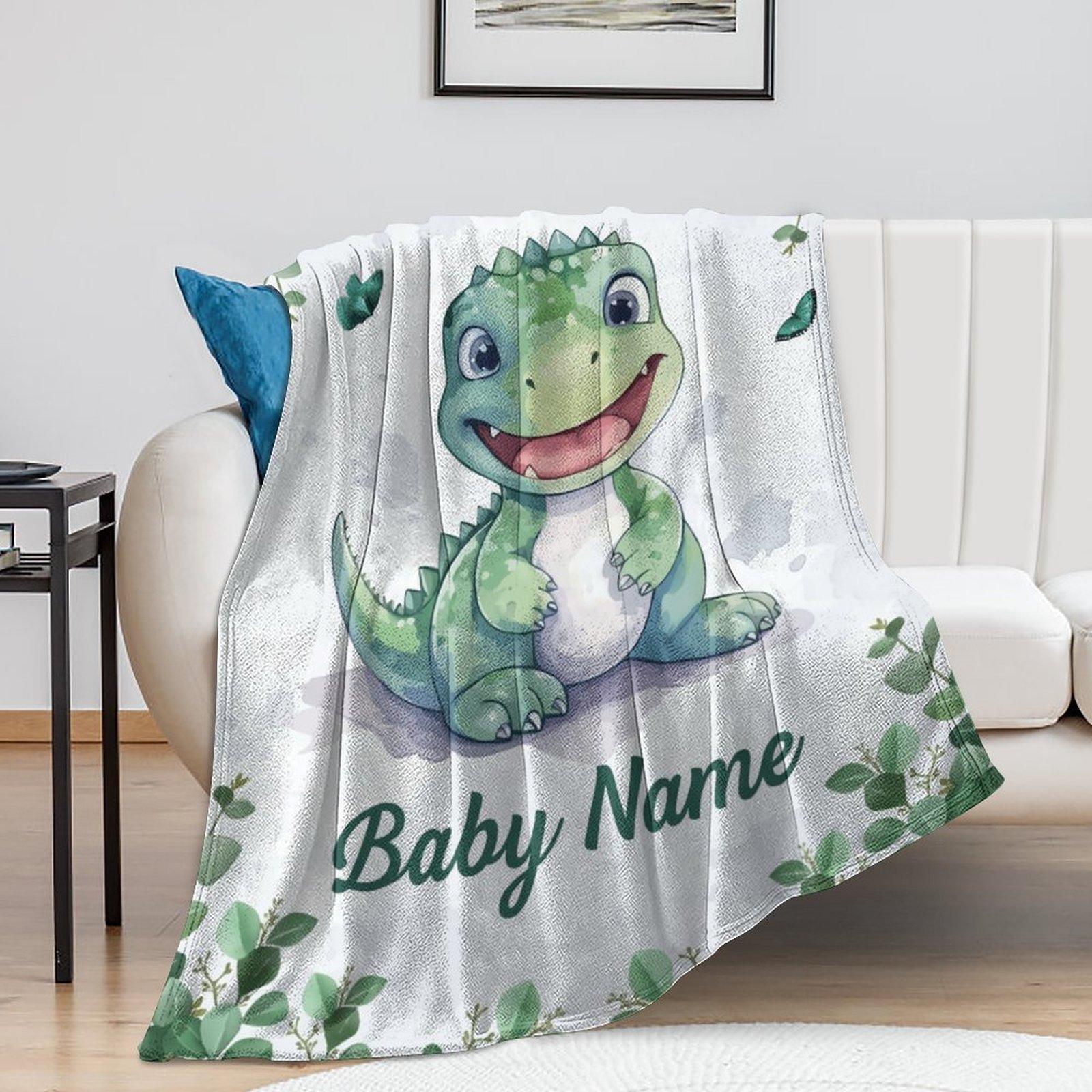 Custom Name Small Dinosaur Blanket ,Personalized Name Gift ,Suit for The Sofa, Bed, Travel, Camping, Living Room, Office, Chair，Gifts for Family or Child  ,Friend , Send your custom text via shop chat to personalize
