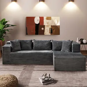 Garvee Modular Sectional Sofa Cloud Sectional Couch, 106" Comfy L Shaped Couches for Living Room,Oversized Sofa Sleeper with Deep Seat, No Assembly Required