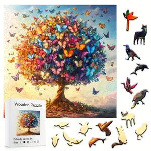 501 Small Animal Life Tree Wooden Jigsaw Puzzle, High-Grade Plywood Material, Colorful Design, Ideal Gift for Adults & Teens