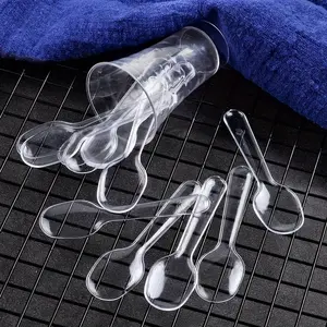 Mini Clear Plastic Spoons Disposable Flatware for Jelly Ice Cream Dessert