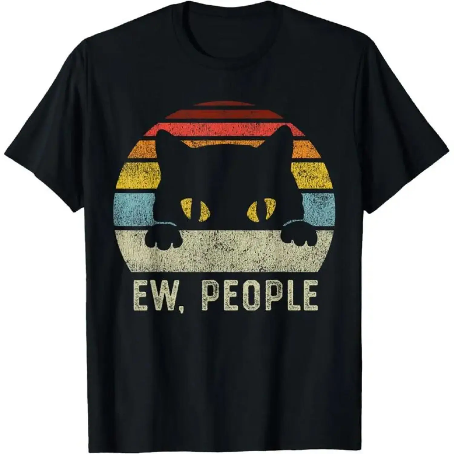 100 Percent Cotton Vintage Retro Cat T-shirt for Socially Awkward and Introverted People