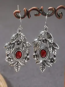 Vintage Synthetic Zircon Leaf Pattern Pendant Earrings, Handmade Casual Jewelry Accessory for Women, Ideal Gift for Friends