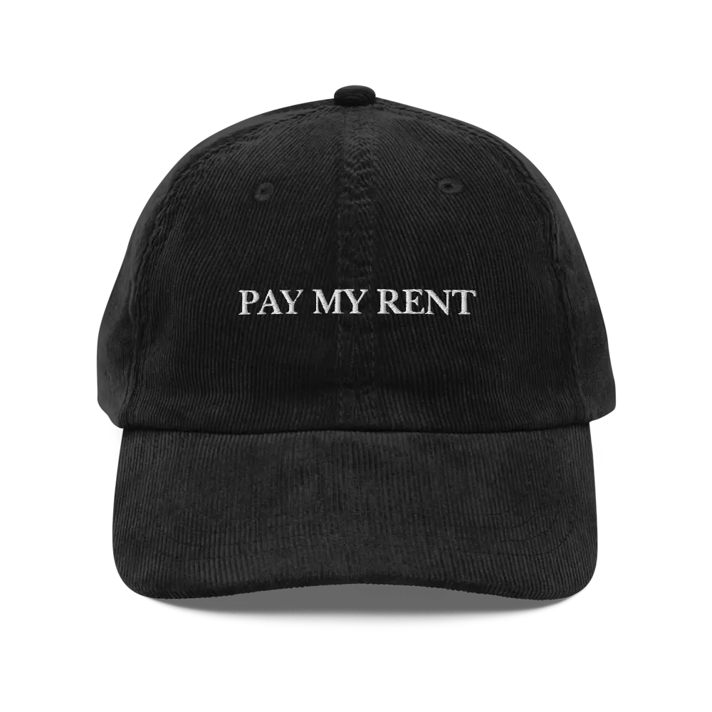 Pay My Rent Retro Vintage corduroy cap