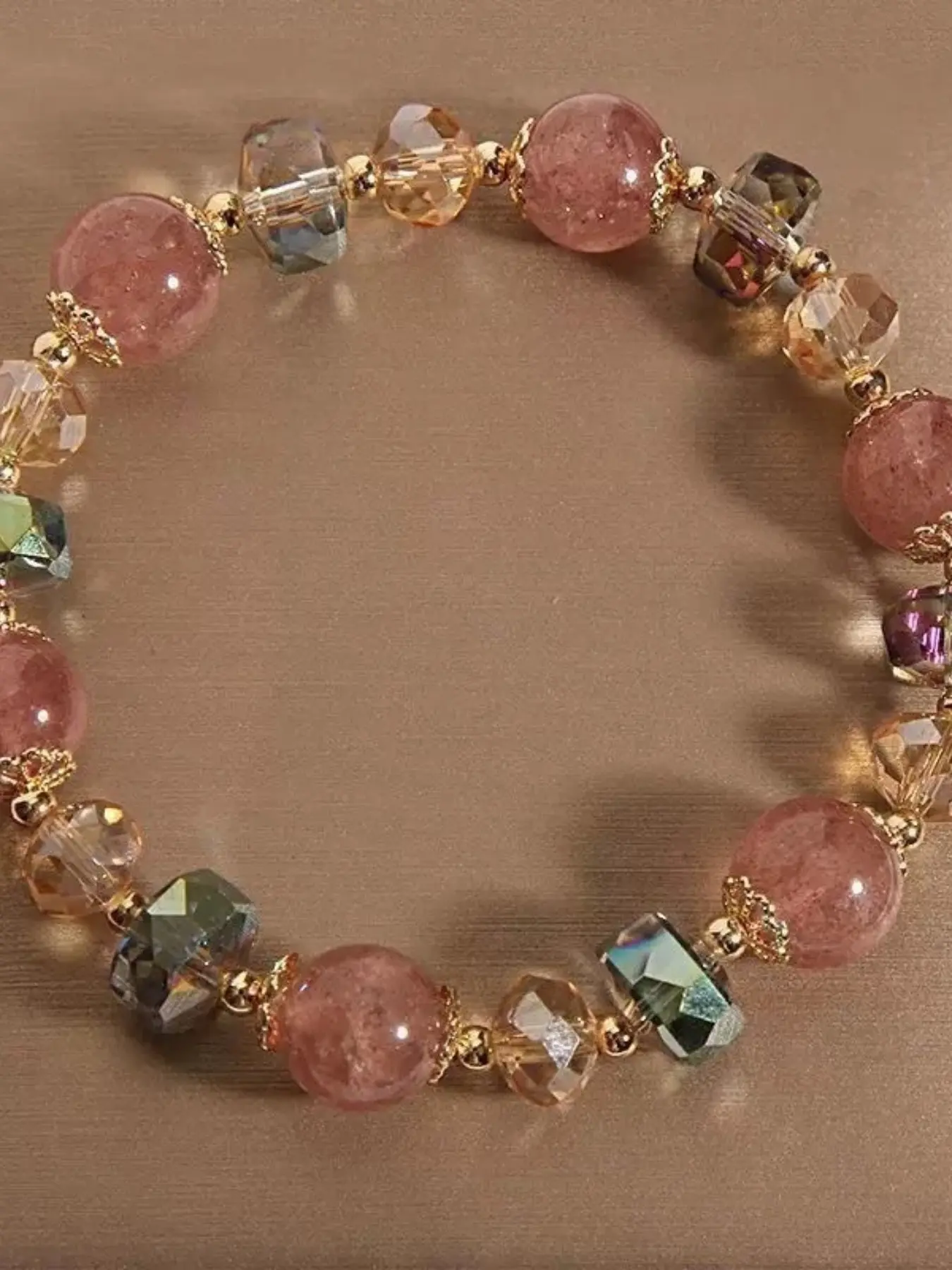 Colorful Strawberry Crystal Lucky Bracelet, Light Blue Friendship Jewelry Gift, Suitable for Special Occasions, Fashion Luxurious Style, Dainty Crystal Bracelet, Pretty Bracelet, Beautiful Bracelets