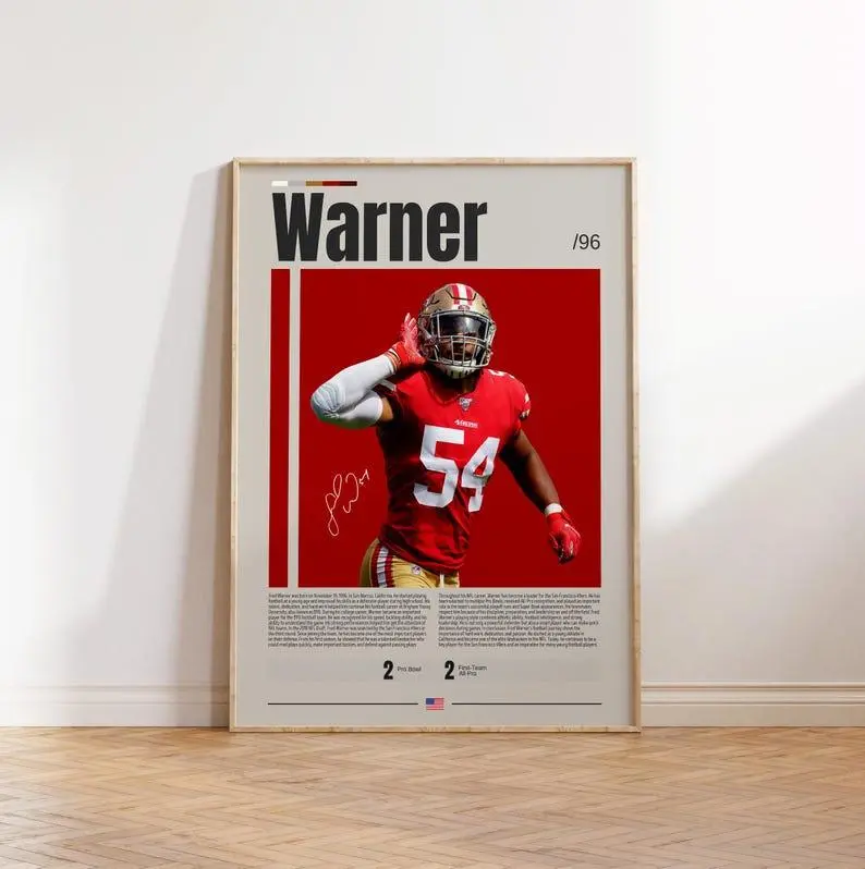 Fred Warner Poster, San Francisco 49ers Print, NFL Poster, Sports Poster, Football Poster, NFL Wall Art, Sports Bedroom Posters