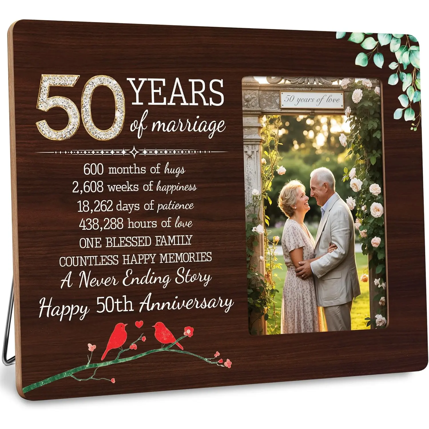 50th Anniversary Picture Frame, Gifts for Husband Wife Couples, 50 Years Wedding Frame, Fits 4x6 Photo