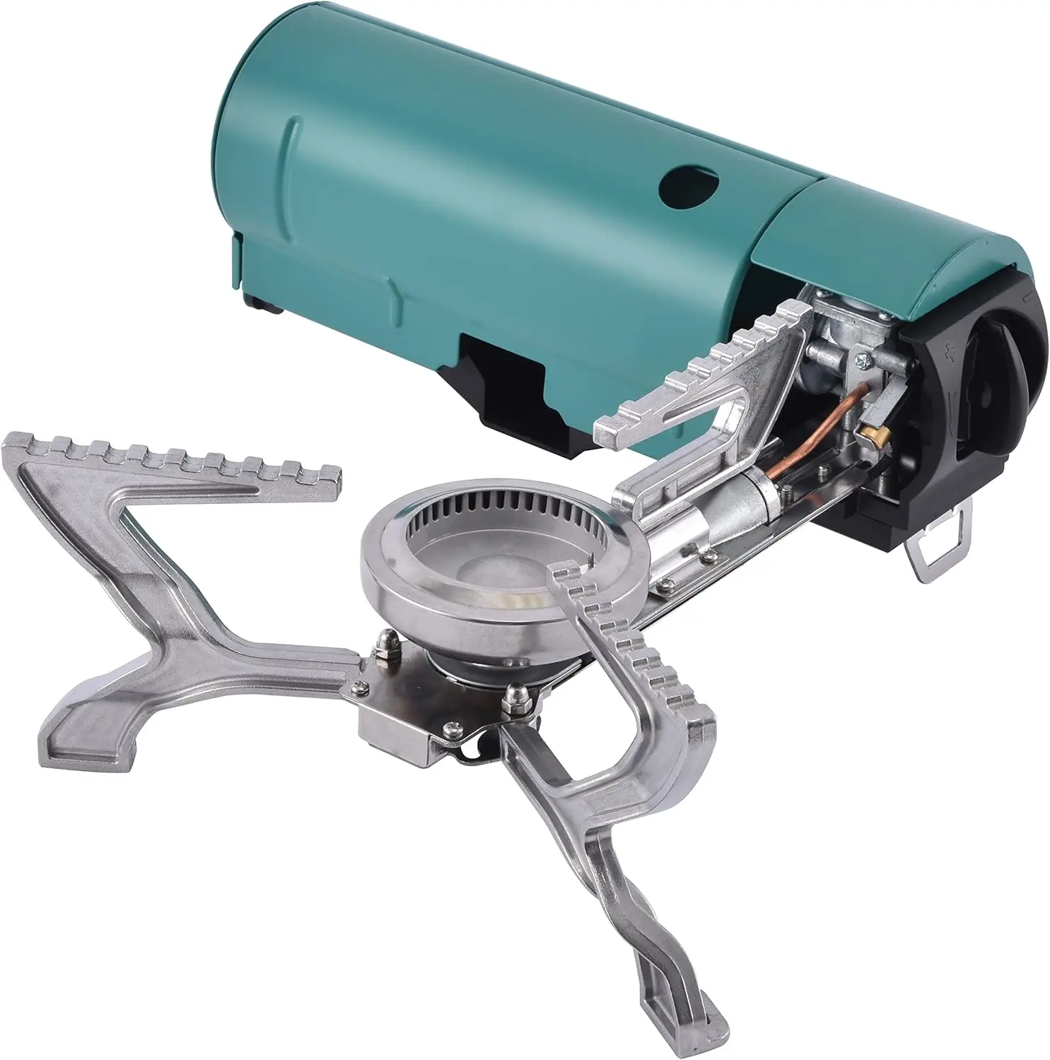 Foldable portable gas stove butane stove 2670W camping stove with storage bag suitable for picnicking/backpacking/hiking/family travel (green)