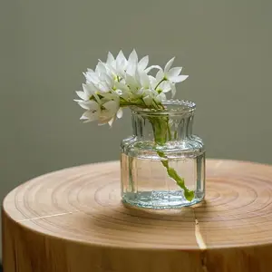 Modern Square Glass Vase with Clear Striped Design for Water Plants Living Room Home Decoration Decorative Vase Decorative Flower Vase home essentials bedroom decor