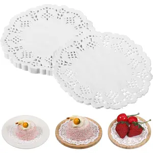 200 Pcs 3.5 Inch White Round Lace Paper Doilies Disposable Placemats for Tables Dessert Trays Party Craft Wedding Birthday Cake Tableware Decorations