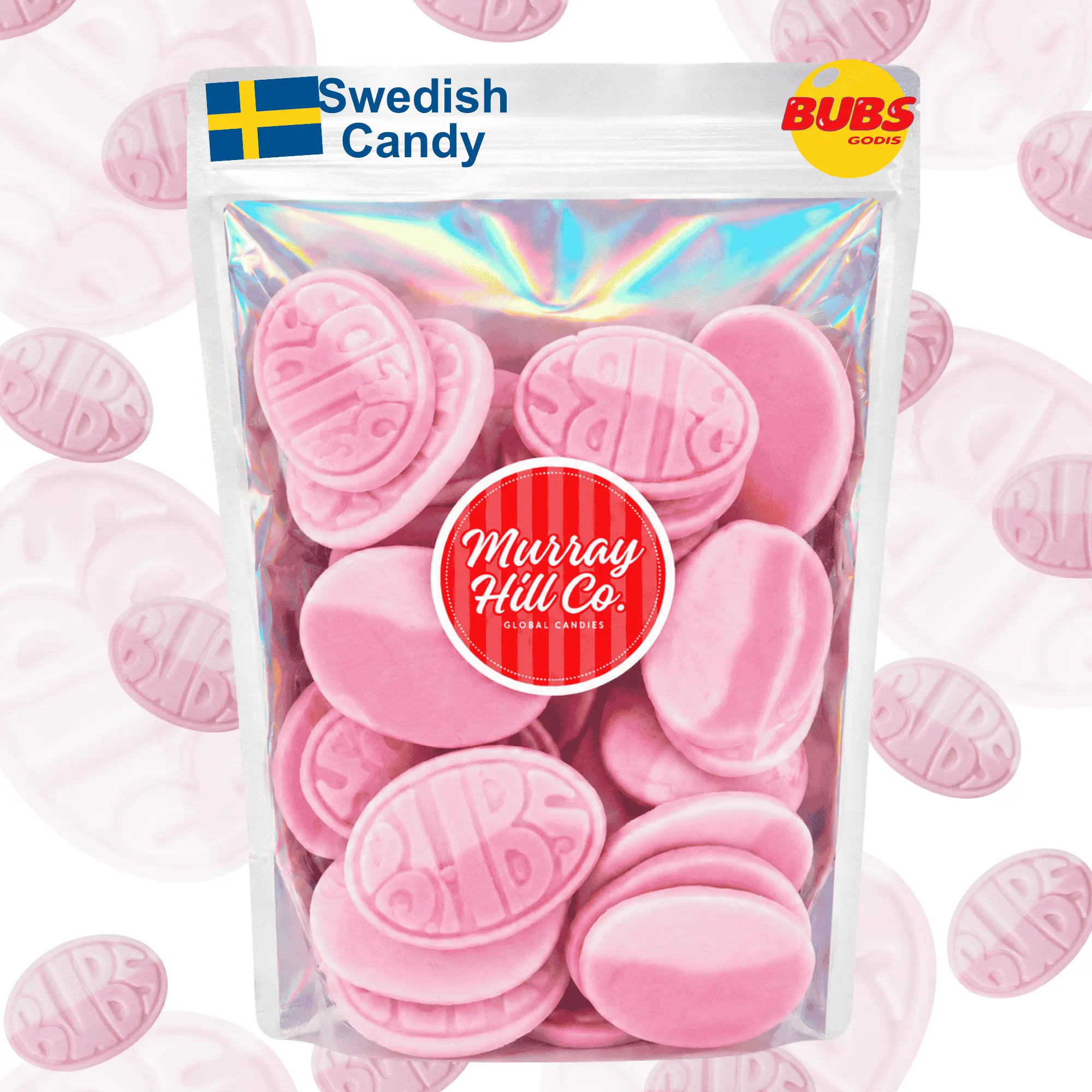1LB Wild Strawberry Pomegranate Foam Ovals - Bubs Swedish Sugar Candies, Viral TikTok Favorite, Vegan, Soft & Chewy, Sweet & Sour Assorted Fruit Flavor Pomegranate Candies, Coconut Gum Snack Bonbon