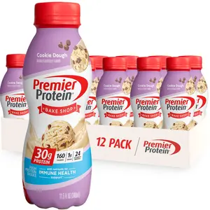 Premier Protein Shake, Cookie Dough, 11.5 Fl Oz (12 Pack), 30g Protein, 1g Sugar, 3g Carbs protein shakes Beverage Organic