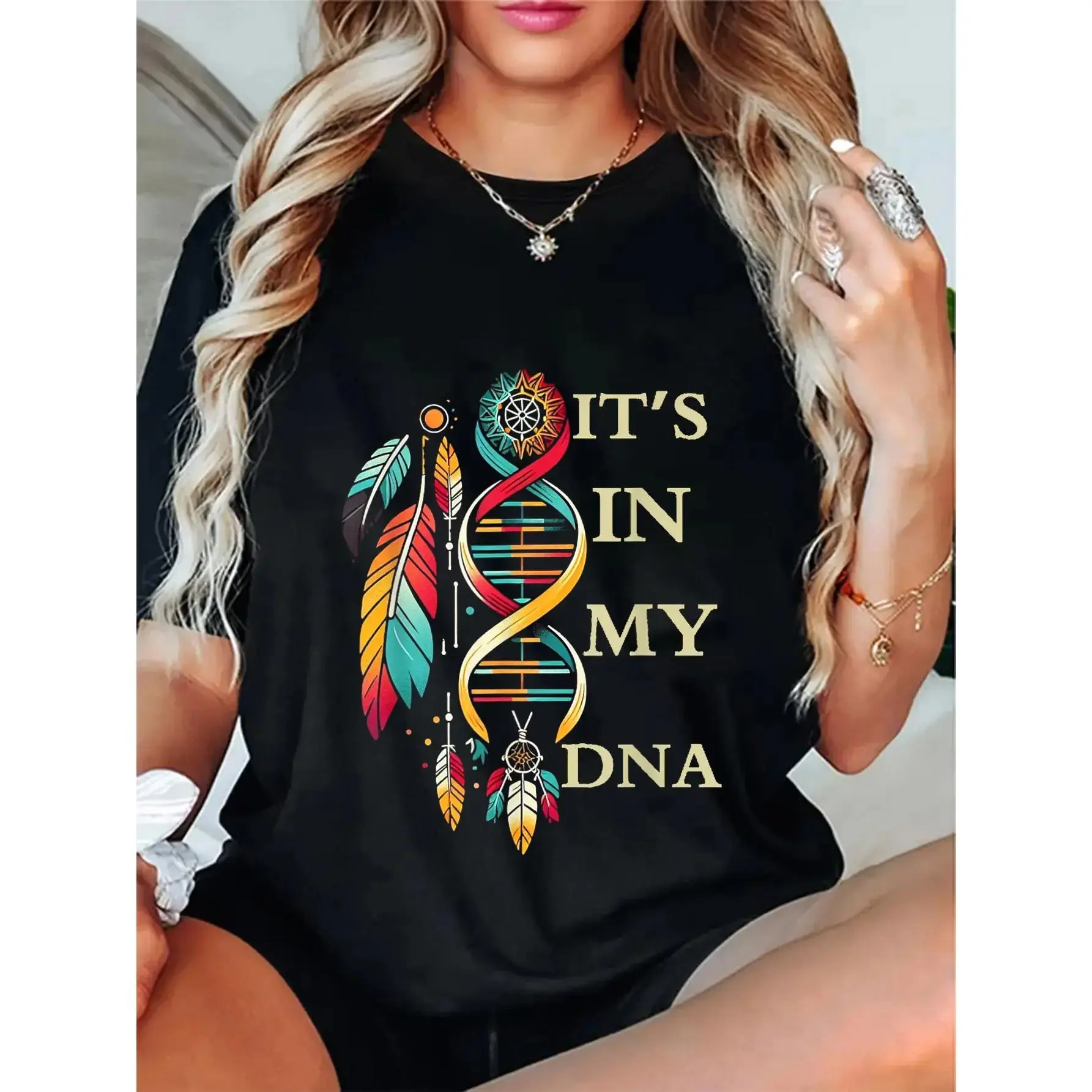 Unisex It's In My DNA indigenous Native Indian Day Pride T-Shirt Casual Top