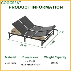 [GOOGREAT]Adjustable Bed Frame, Fashionable Bed Frame Adjustable Bed Frame, Queen Size - 4 Motor Design, Independent Head And Foot Incline, Zero Gravity, TV And Head-Tilt Presets, 600 Lbs Capacity