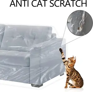 Plastic Loveseat Cover - 84" W x 40" D x 36" RH x 18" FH - Heavy Duty Vinyl, Waterproof, Slipover for Pets & Scratch Proof Furniture Protection