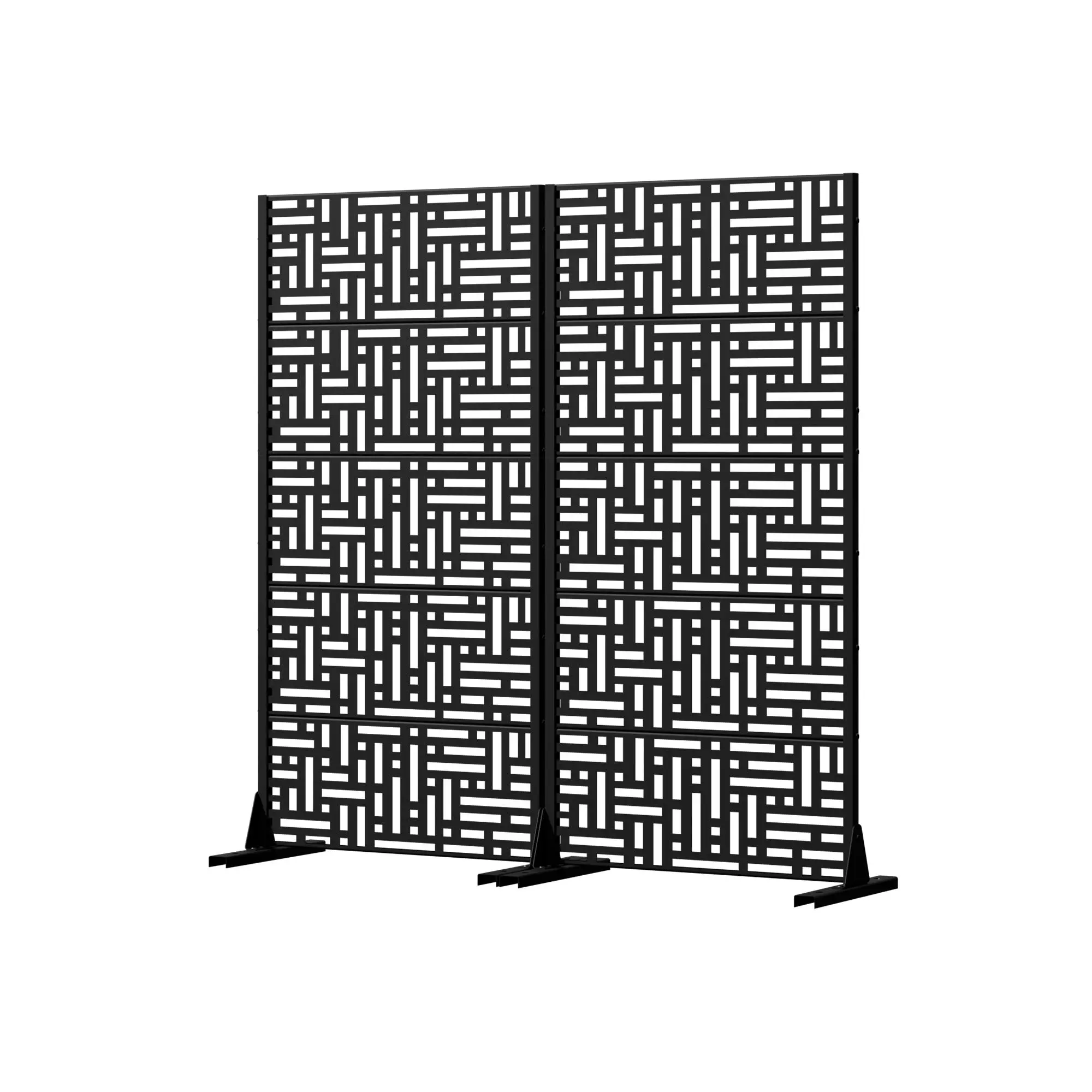 Metal Privacy Screen Outdoor Decorative Fence Panels, 59"x30" Galvanized Steel Privacy Panel with Stand, Laser Cut Modern Room Divider for Patio, Balcony, Garden and Backyard, Set of 2