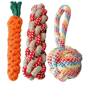 Durable Chew Dog Teeth Cleaning Toys (3 Pack), Anti-Bite Interactive Rope Toys, Suitable for Small Medium Large Dogs Cats Pet Supplies
