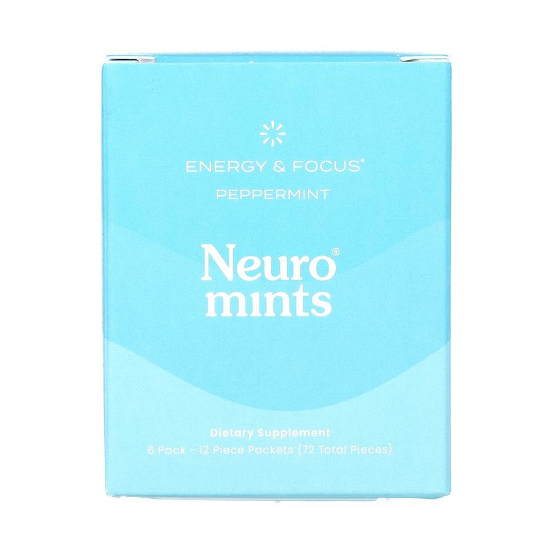 NeuroGum NeuroMints, Energy & Focus, Peppermint, 6 Packs, 12 Pieces Each