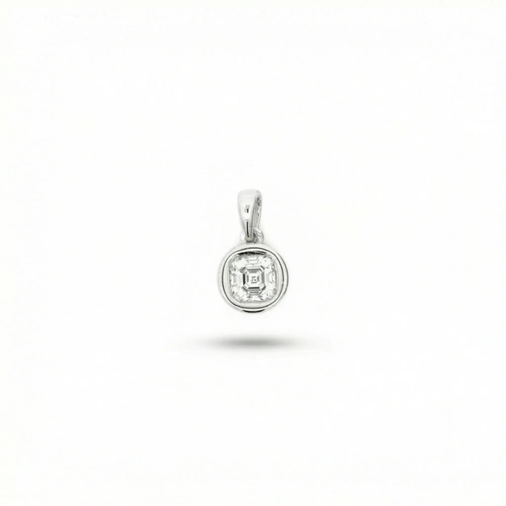 Asscher-Cut Bezel-Set Solitaire Moissanite Pendant