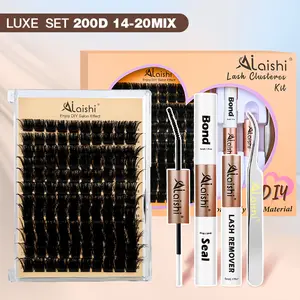 Ailaishi 200D Lash Clusters Kit, 120PCS DlY Eyelash Extensions, 14-20mm Dense Volume Lashes with Bond &Seal、 Remover 、Tweezers for Self Use