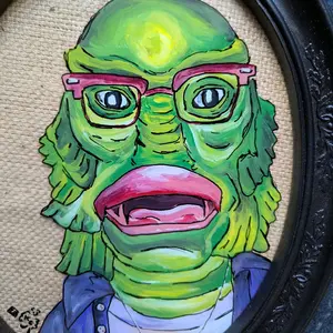 Mr. Swamp -ORIGINAL- Spooky Decor - Halloween Decoration - Horror - Wolfman- Halloween Art - Reverse Painting