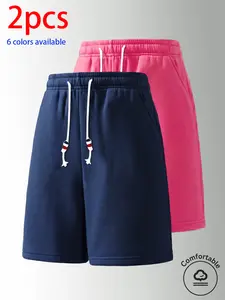 2-pack men’s shorts: men’s casual shorts, men’s mid-thigh shorts, men’s athletic shorts. Loose straight fit, elastic waistband with drawstring design, available in multiple colors, solid color and versatile. Suitable for everyday casual wear, sports and f