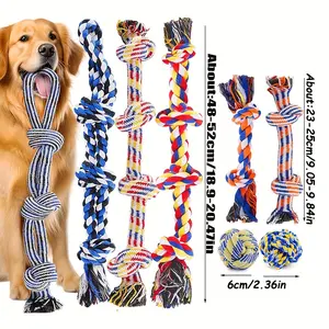 8pcs Durable Polyester Dog Rope Toys, Assorted Colors, Large Breed Chew and Play Knots for Teeth Cleaning and Self-Entertainment