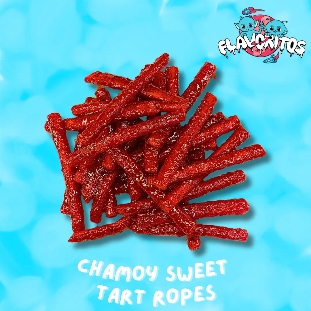 Chamoy Cherry Sweet Tart Ropes- Flavoritos Sweet and Chili Gummy Candy Snack Chewy Spicy Bonbon