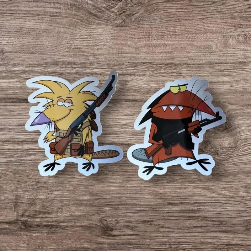 Angry Beaver Tactical Stickers - Fun & Vibrant Design for Decor and Accessory Use