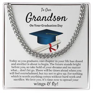 Grandson Graduation Gift from Grandma Grandpa, Best Graduation Gift for Grandson, Cuban Link Chain, Class of 2023, Grandson Gift