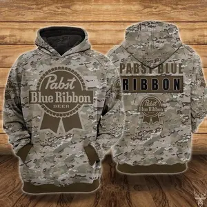 Pabst Blue Ribbon Beer Camo 3D Lightweight Hoodie