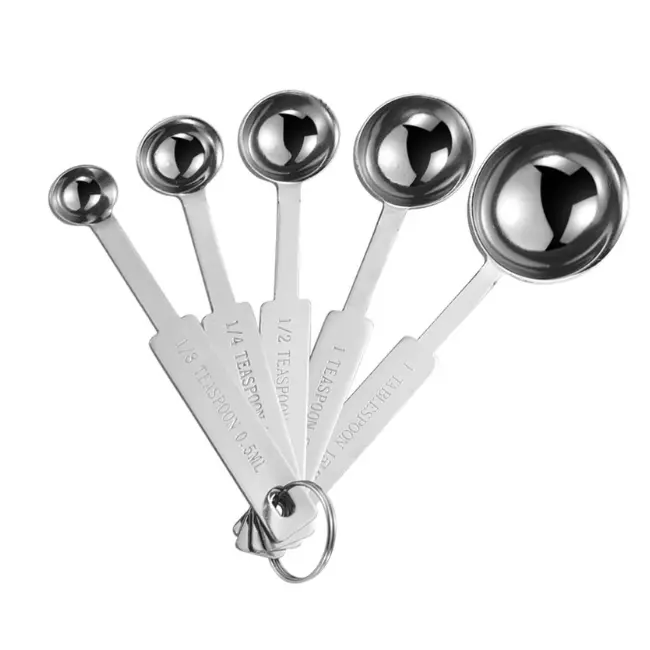 5PCS Stainless Steel Measuring Spoons Set – 1/8 tsp to 1 tbsp, Food-Grade Teaspoon & Tablespoon Set for Precise Measuring Cups