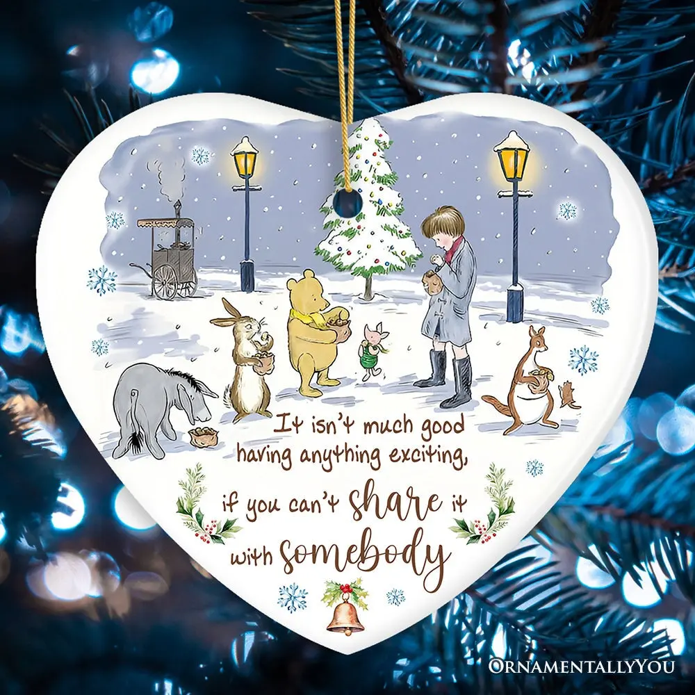Excitement Means Little if Not Shared Winnie-the-Pooh Ornament, 1926 A.A. Milne Inspiring Christmas Gift and Decor