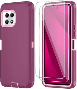 TechGuard WineRedPink Phone Case for T-Mobile Revvl 7 5G with HD Screen Protector Heavy Duty Shockproof 3-Layer Full-Body Protection Case