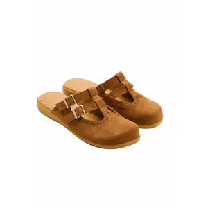Camel Suede Women's Mary Jane Clogs