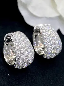 Rhinestone Decorated Hoop Earrings, Fashionable Earrings for Women & Girls, Trendy All-match & Exquisite Jewelry for Birthday Gift