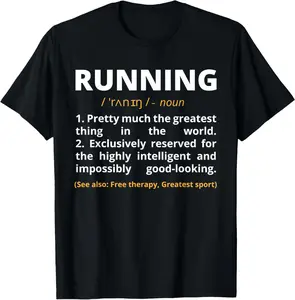 100% Cotton Funny Running Definition Noun Runner Track Field Gift  T-Shirt